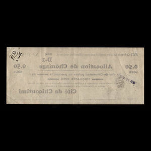 Canada, Cité de Chicoutimi, 50 cents : 21 novembre 1935