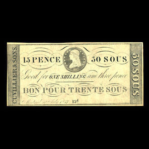Canada, Cuvillier & Fils, 15 pence : 10 juillet 1837