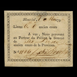 Canada, Dobie & Badgley, 6 livres : 1 mai 1790