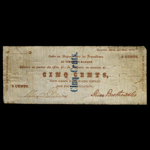 Canada, Price Brothers & Compagnie, Ltée., 5 cents : 1 mai 1873