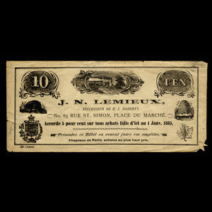 Canada, J.N. Lemieux, 5 pour cent : 1 janvier 1885