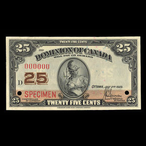Canada, Dominion du Canada, 25 cents : 2 juillet 1923
