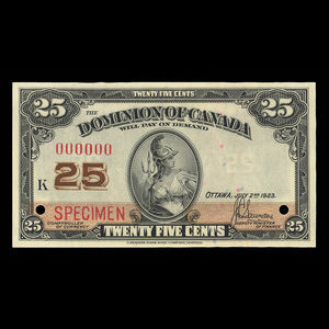 Canada, Dominion du Canada, 25 cents : 2 juillet 1923