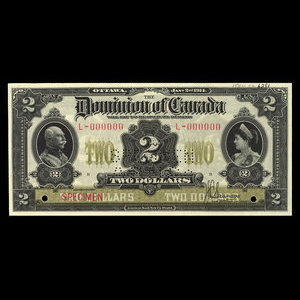 Canada, Dominion du Canada, 2 dollars : 2 janvier 1914