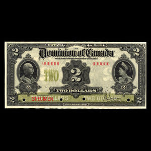 Canada, Dominion du Canada, 2 dollars : 2 janvier 1914