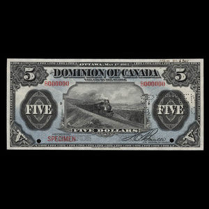 Canada, Dominion du Canada, 5 dollars : 1 mai 1912