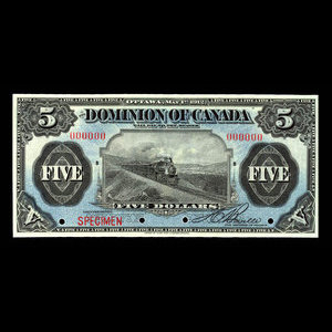 Canada, Dominion du Canada, 5 dollars : 1 mai 1912