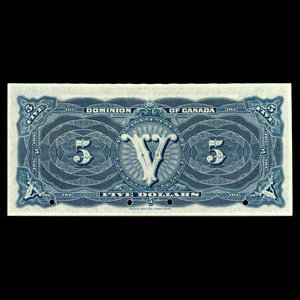 Canada, Dominion du Canada, 5 dollars : 1 mai 1912