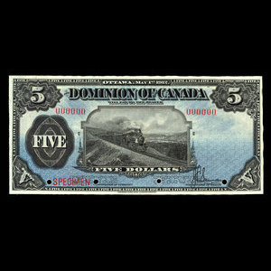 Canada, Dominion du Canada, 5 dollars : 1 mai 1912