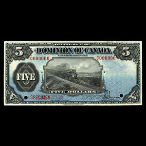 Canada, Dominion du Canada, 5 dollars : 1 mai 1912