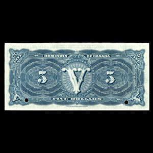 Canada, Dominion du Canada, 5 dollars : 1 mai 1912