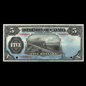 Canada, Dominion du Canada, 5 dollars : 1 mai 1912