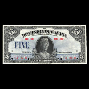Canada, Dominion du Canada, 5 dollars : 26 mai 1924