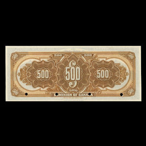 Canada, Dominion du Canada, 500 dollars : 3 janvier 1911