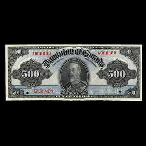 Canada, Dominion du Canada, 500 dollars : 2 janvier 1925