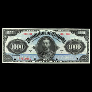 Canada, Dominion du Canada, 1,000 dollars : 3 janvier 1911