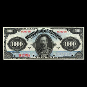 Canada, Dominion du Canada, 1,000 dollars : 3 janvier 1911