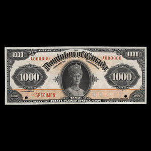 Canada, Dominion du Canada, 1,000 dollars : 2 janvier 1925