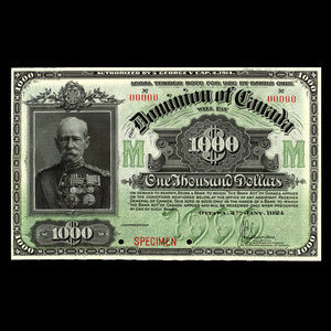 Canada, Dominion du Canada, 1,000 dollars : 2 janvier 1924