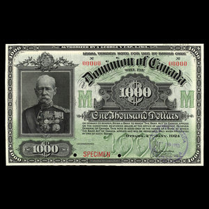 Canada, Dominion du Canada, 1,000 dollars : 2 janvier 1924