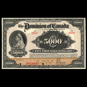 Canada, Dominion du Canada, 5,000 dollars : 2 janvier 1924