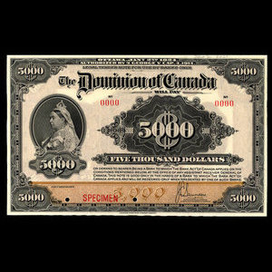 Canada, Dominion du Canada, 5,000 dollars : 2 janvier 1924