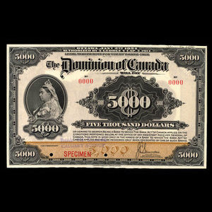 Canada, Dominion du Canada, 5,000 dollars : 2 janvier 1924