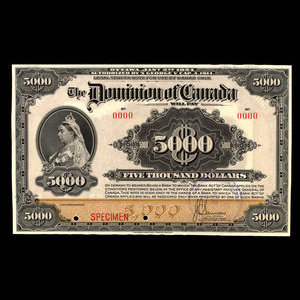 Canada, Dominion du Canada, 5,000 dollars : 2 janvier 1924