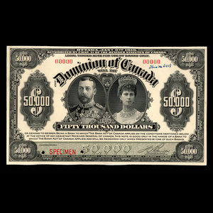 Canada, Dominion du Canada, 50,000 dollars : 2 janvier 1918