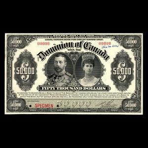 Canada, Dominion du Canada, 50,000 dollars : 2 janvier 1918