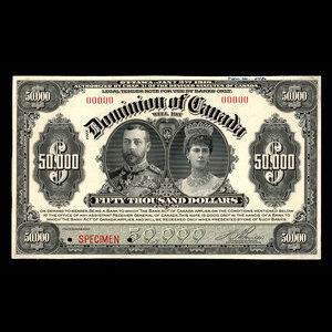 Canada, Dominion du Canada, 50,000 dollars : 2 janvier 1918