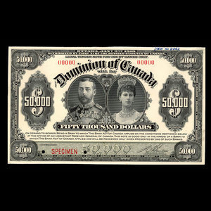 Canada, Dominion du Canada, 50,000 dollars : 2 janvier 1918