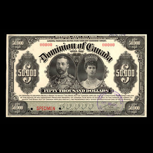 Canada, Dominion du Canada, 50,000 dollars : 2 janvier 1918