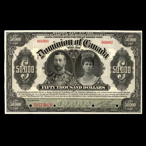 Canada, Dominion du Canada, 50,000 dollars : 2 janvier 1918