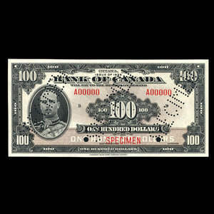 Canada, Banque du Canada, 100 dollars : 1935