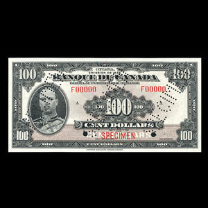 Canada, Banque du Canada, 100 dollars : 1935