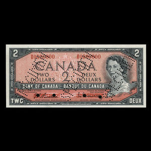 Canada, Banque du Canada, 2 dollars : 1954