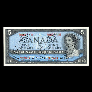 Canada, Banque du Canada, 5 dollars : 1954