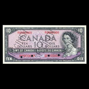 Canada, Banque du Canada, 10 dollars : 1954