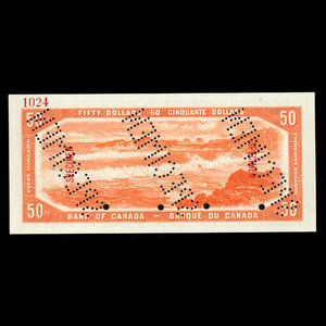 Canada, Banque du Canada, 50 dollars : 1954