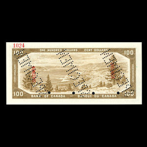 Canada, Banque du Canada, 100 dollars : 1954