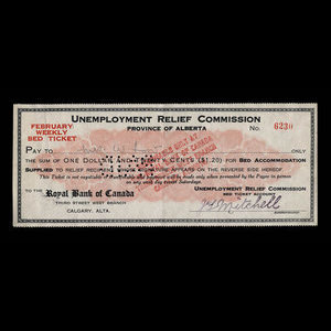 Canada, Alberta - Commission du Chômage, 1 dollar, 20 cents : 1935