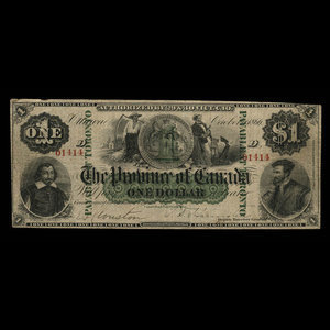Canada, Province du Canada, 1 dollar : 1 octobre 1866