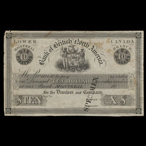 Canada, Bank of British North America, 10 dollars : 1845