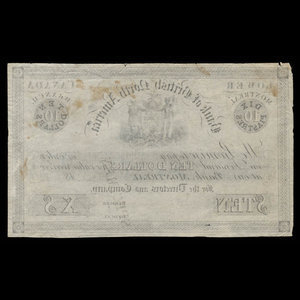 Canada, Bank of British North America, 10 dollars : 1845