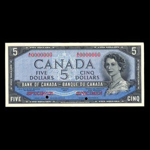Canada, Banque du Canada, 5 dollars : 1954