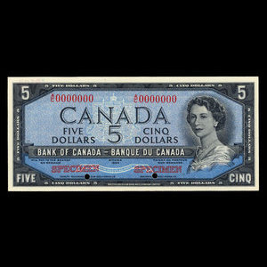 Canada, Banque du Canada, 5 dollars : 1954