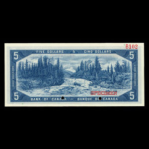 Canada, Banque du Canada, 5 dollars : 1954