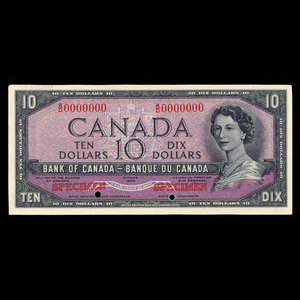 Canada, Banque du Canada, 10 dollars : 1954