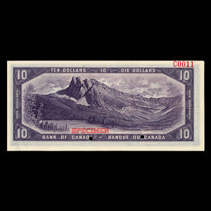 Canada, Banque du Canada, 10 dollars : 1954